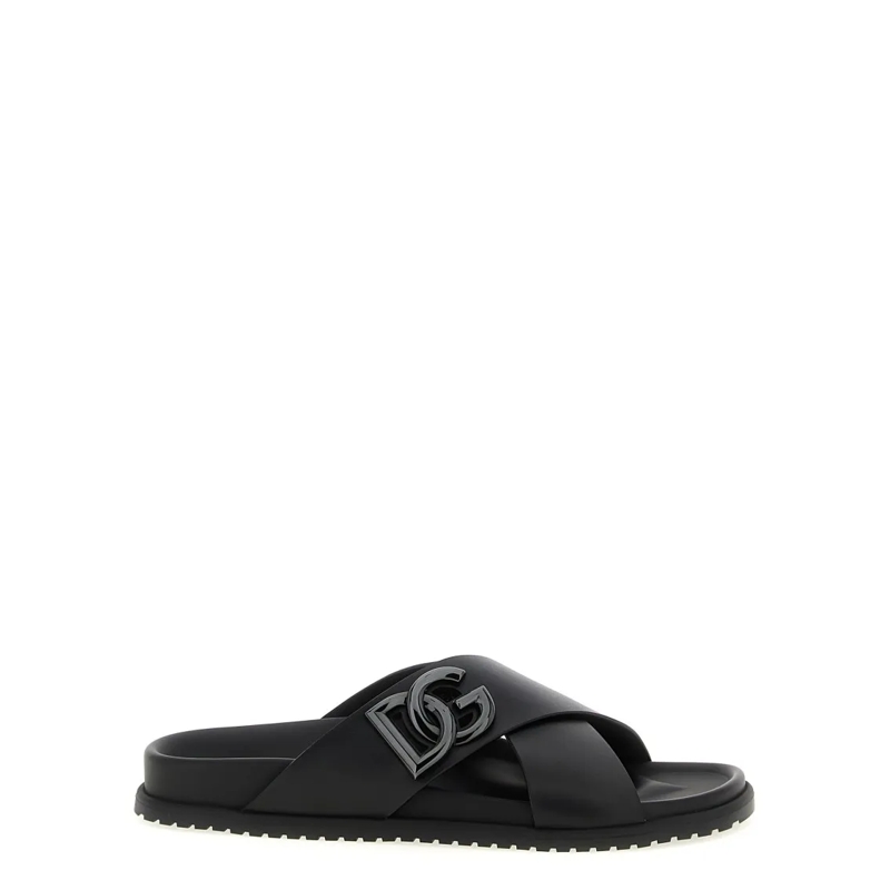 Dolce&Gabbana Loafer Calfskin Leather Slides Black