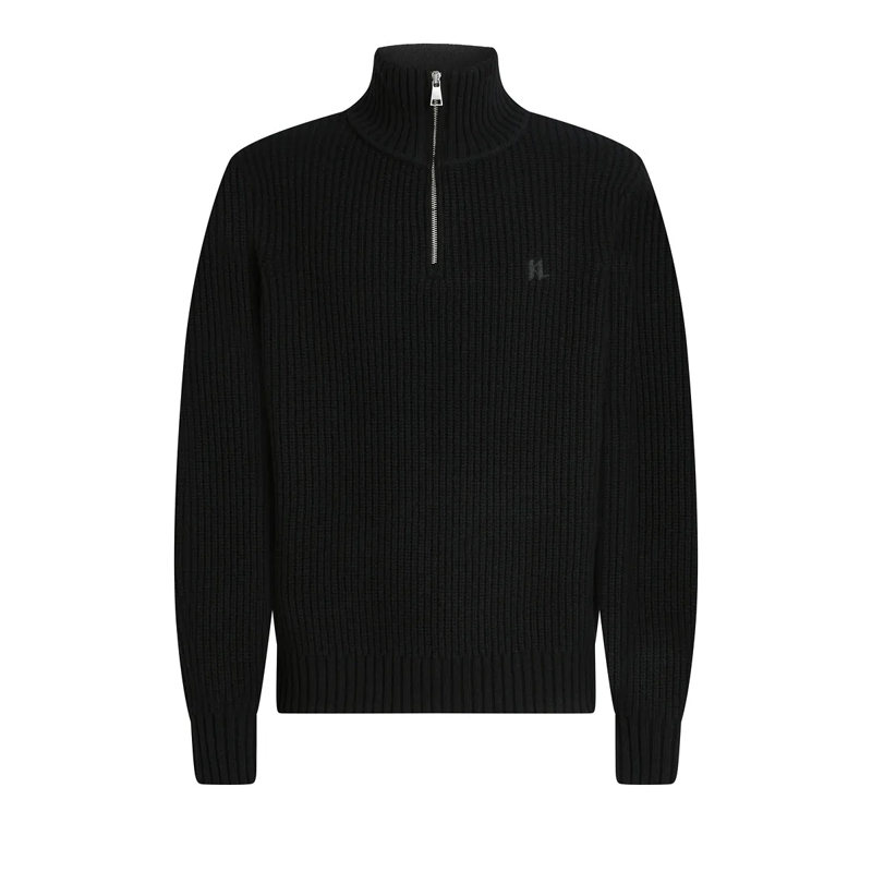 Karl Lagerfeld  Rollkragenpullover mit halbem Reißverschluss schwarz