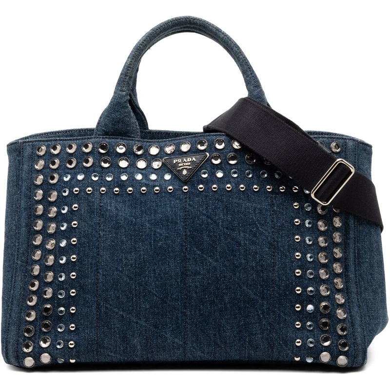 Prada Schultertasche Denim Canapa Bijoux Satchel blau