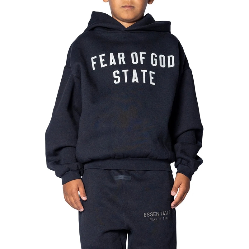FEAR OF GOD  KID'S 90'S FIT FLEECE HOODIE JET BLACK schwarz