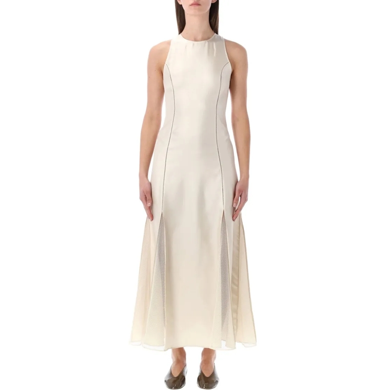 Loulou Studio  Iraka Silk Twill Dress Neutrals