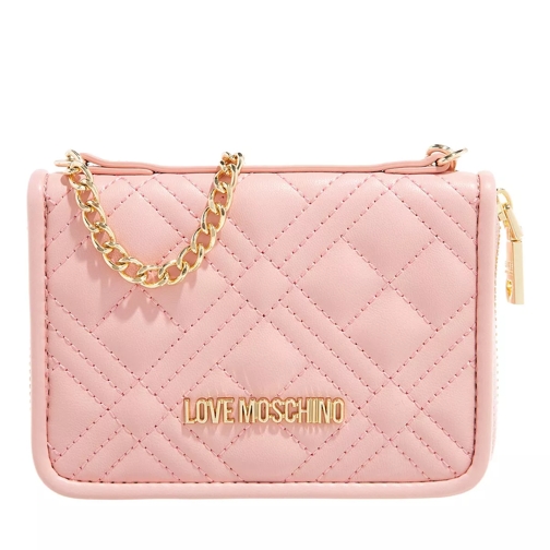 Love Moschino Bags Charms Quilt Pu  Rosa Portemonnaie mit Zip-Around-Reißverschluss