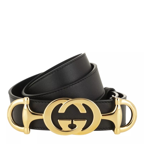 Gucci Interlocking G Horsebit Belt Leather Black Dünner Gürtel