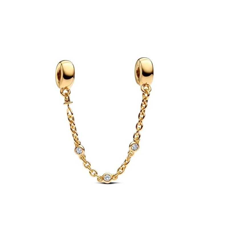 Pandora Pendentif Drei Klare Steine Komfortkette 14k Gold-plated