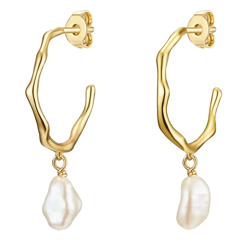 Glanzstücke München Ohrhänger Sterling Silber Ohrhänger Süßwasser-Zuchtperle gold