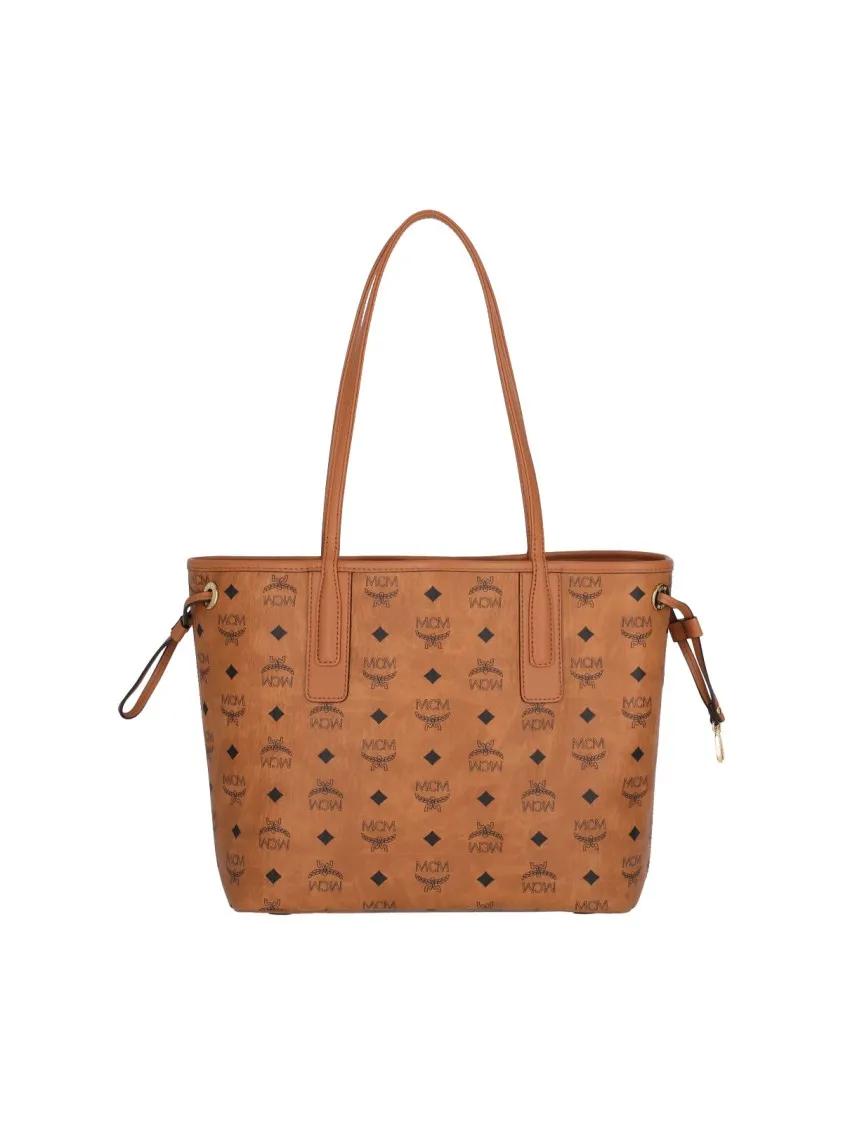 MCM Shoppers & Totes Reversible Small Tote Bag With Monogram Print in bruin