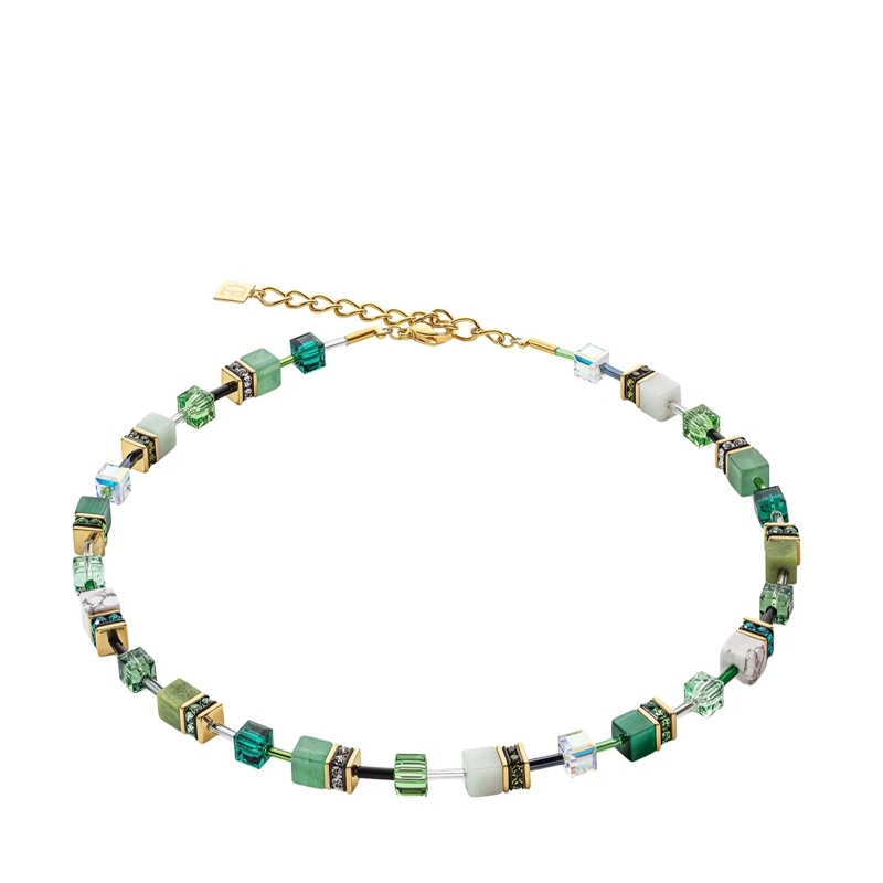 COEUR DE LION Mittellange Halskette GeoCUBE® Iconic Precious Halskette grün
