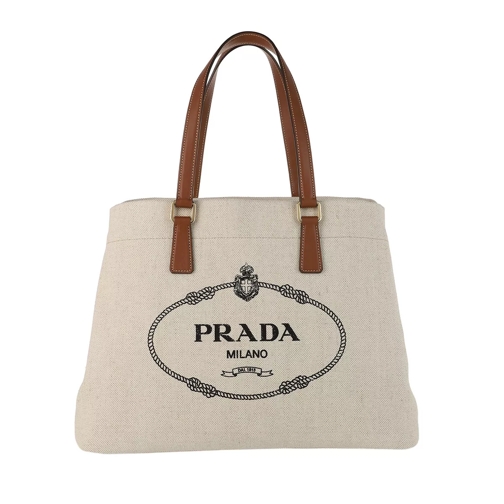 Prada Logo Tote Shopping Bag Naturale/Cognac Sac à provisions