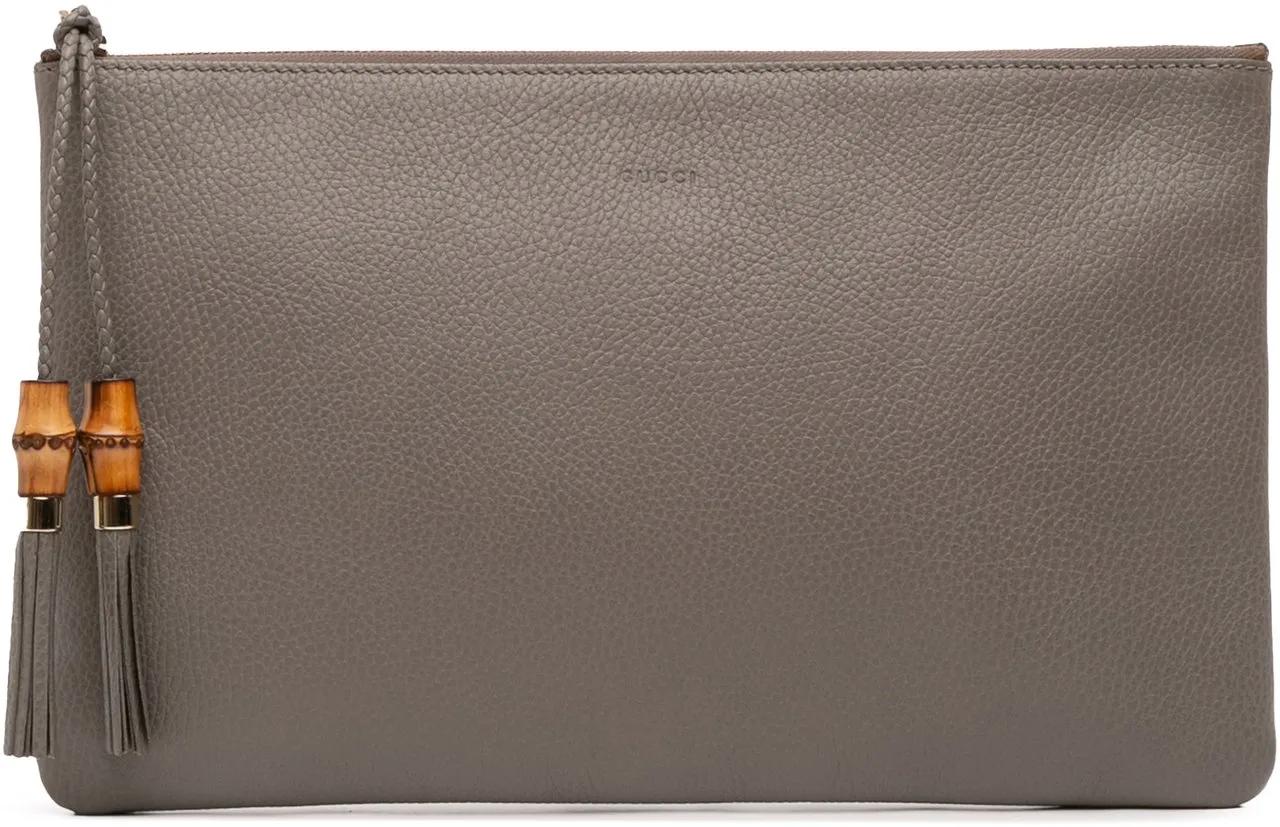 Gucci Clutches - Calfskin Bamboo Tassel Clutch - Gr. unisize - in Grau - für Damen