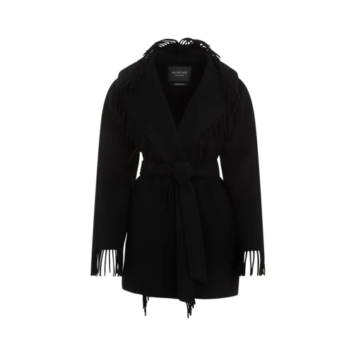 Balenciaga Übergangsjacke Fringe Black Wool Jacket Black