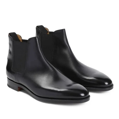 John Lobb Black Calf Leather Lawry Boots Black Stivale