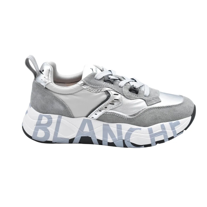 Voile Blanche Sneaker basse Laced Platform Sneakers With Mixed Material Design White