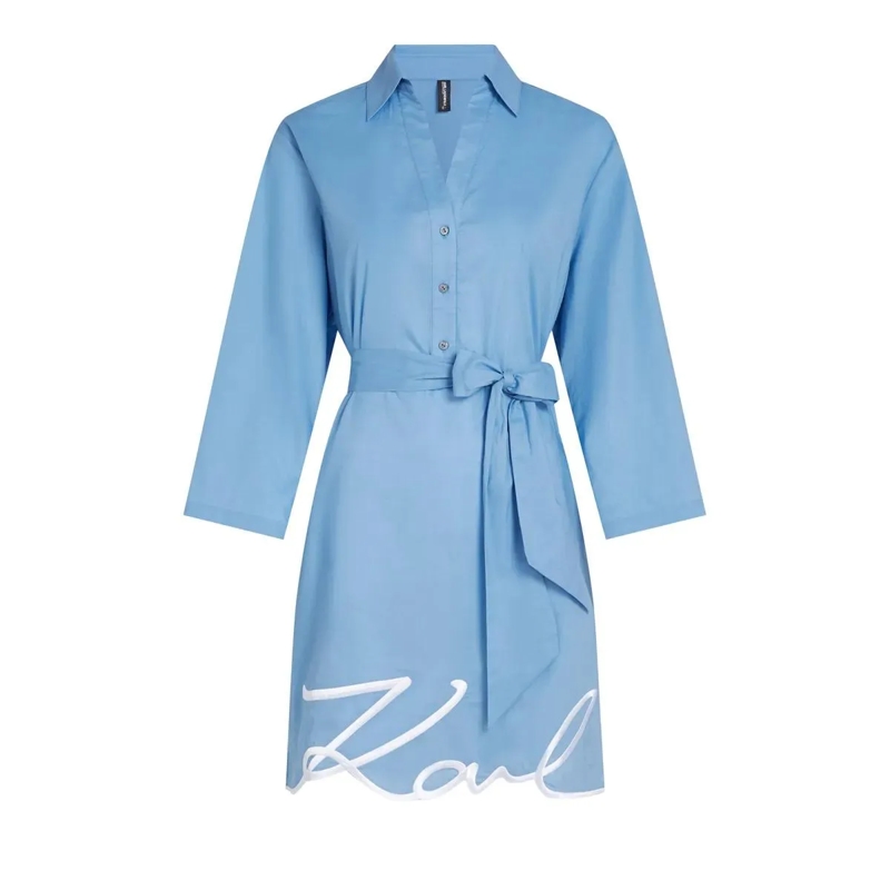Karl Lagerfeld Kleid K/SIGNATURE STRAND-HEMDKLEID Strandkleid blau