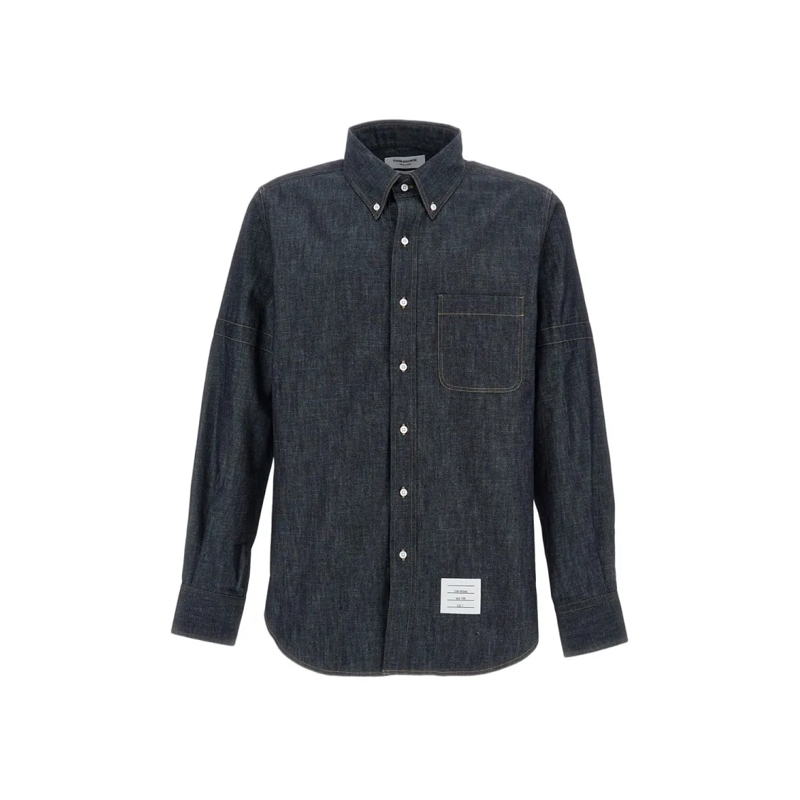 Thom Browne Overhemd Straight Fit Denim Shirt Blue
