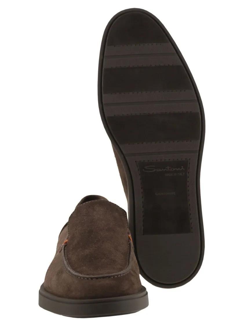 Thumbnail - Santoni Loafer - Brown Suede Loafers With Orange Thread Accents - Gr. 6 - in Schwarz - für Damen