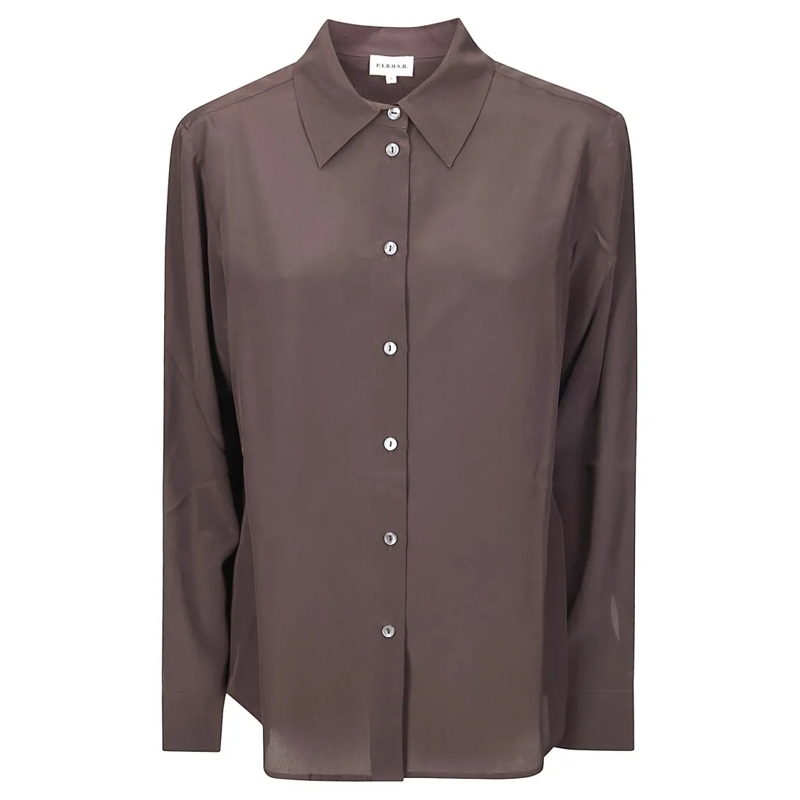 P.A.R.O.S.H. Chemise Silk Shirt With Timeless Silhouette Grey