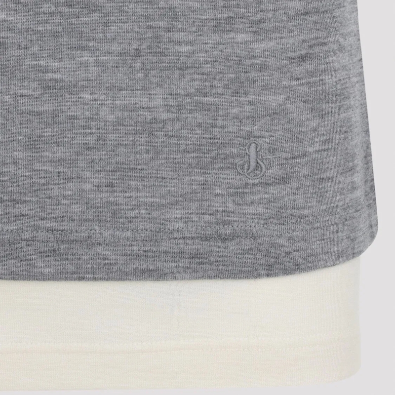 Jil Sander T-Shirt Heather Grey Knit Top With Off-White Accents Multicolor(Image 2)