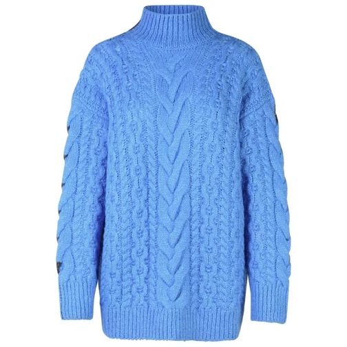 Stella McCartney Two-Tone Alpaca Blend Turtleneck Sweater Blue 