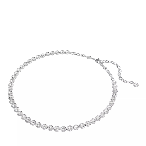 Swarovski Imber Tennis necklace, Round cut, Rhodium plated White Collier court