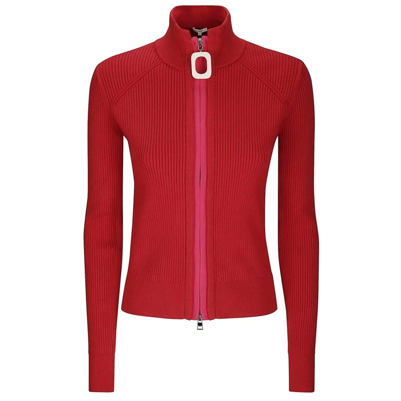 J.W.Anderson Cardigan Turtleneck Zip-Up Cardigan Red