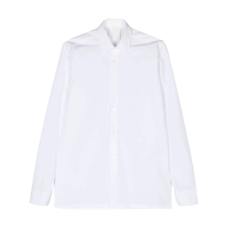 Givenchy Overhemd Signature 4G Motif White Cotton Poplin Shirt White