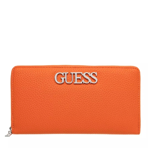 Guess Uptown Chic Cheque Wallet Orange Portemonnaie mit Zip-Around-Reißverschluss