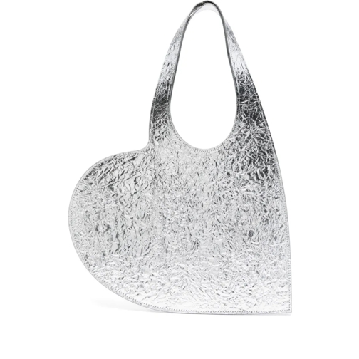 Coperni Schultertasche Mini Heart Bag In Silver Metallic Leather Silver