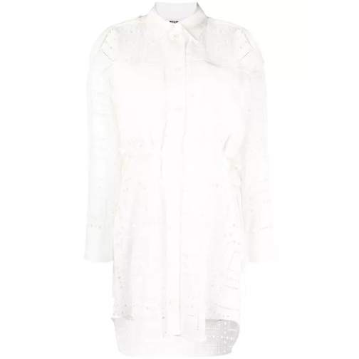 MSGM White Sangallo Mini Dress White 