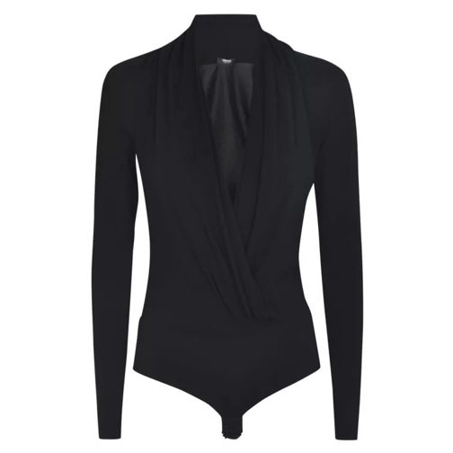 Versace Draped V-Neck Bodysuit Black 