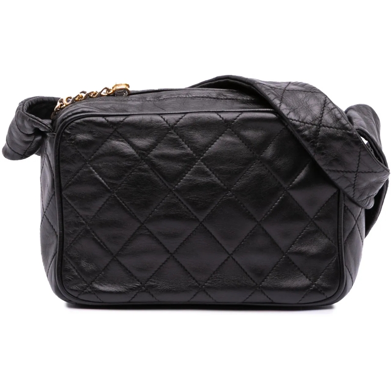 Chanel Sac à bandoulière Mini Quilted Lambskin Camera Crossbody schwarz