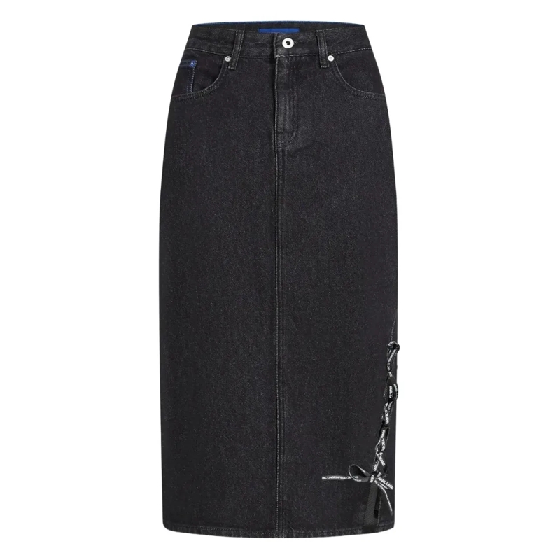 Karl Lagerfeld Spijkerrok Classic Streamlined Skirt From Jeans Black