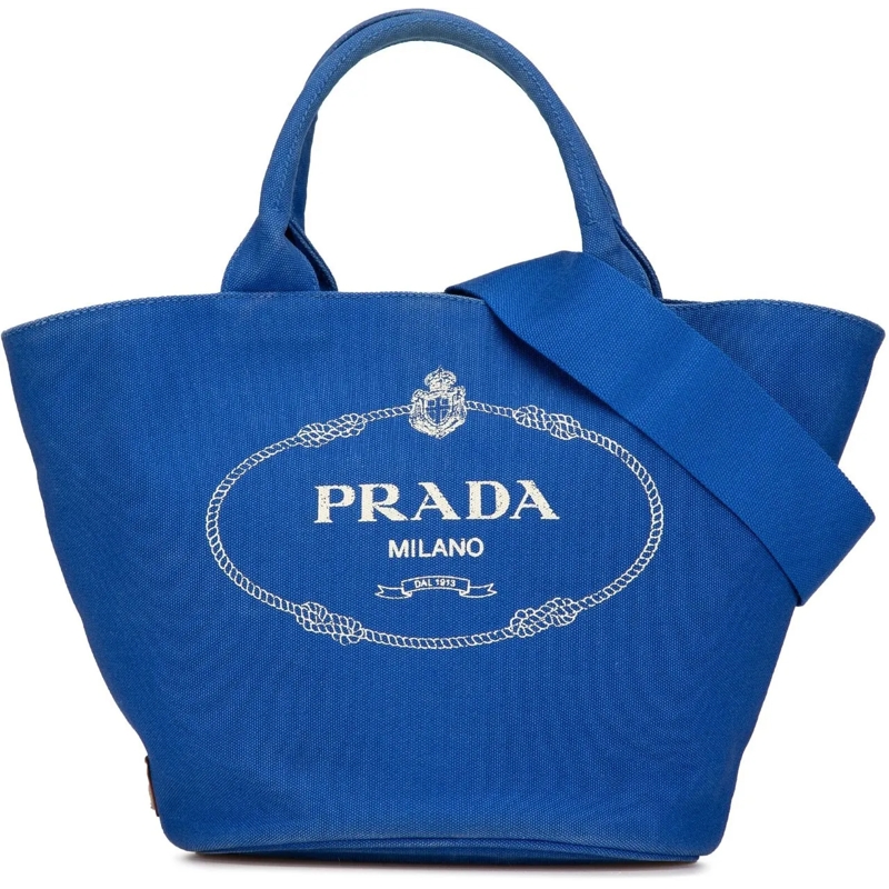 Prada Fourre-tout Canvas Canapa Logo Satchel blau