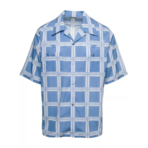Needles Light Blue Bowling Shirt With All-Over Graphic Pri Blue 