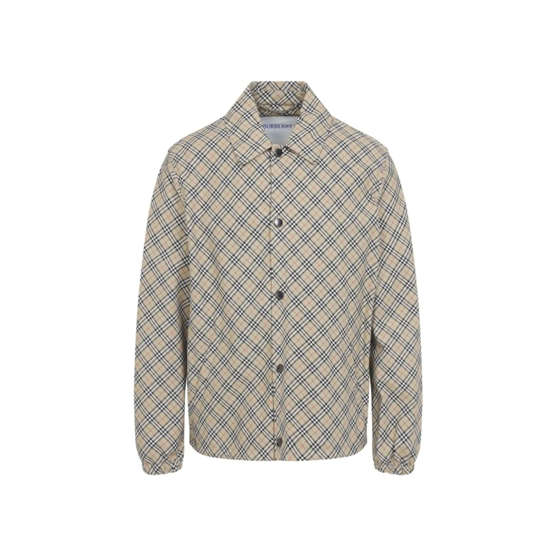 Burberry  Slindon Check Beige Polyamide Jacket Grey