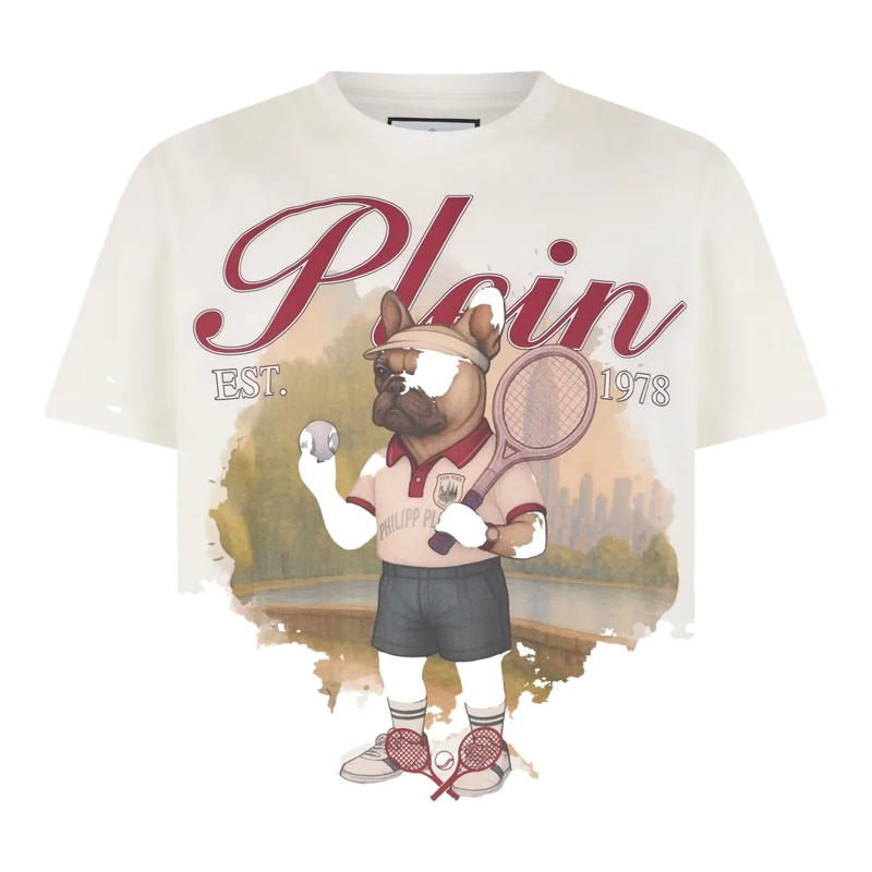 Philipp Plein T-Shirt Round Neck T-Shirt New York Tennis weiss