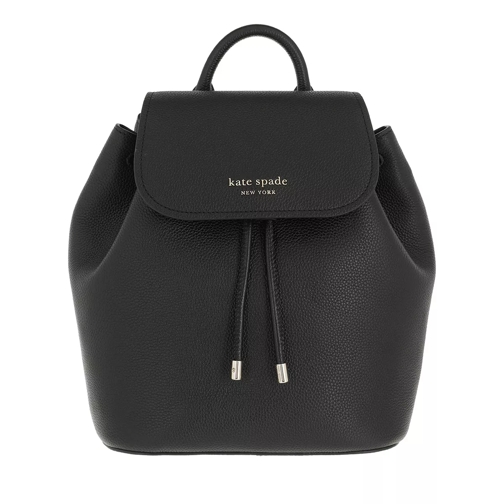 Kate Spade New York Sinch Pebbled Leather Medium Flap Backpack Black Rucksack