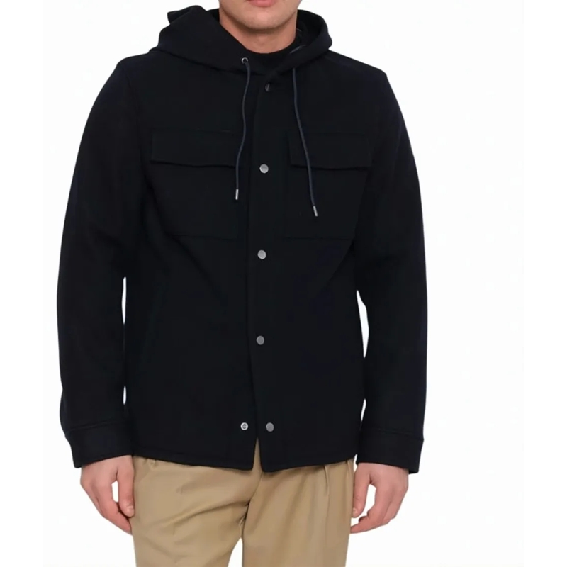 Manuel Ritz  Lined Hooded Casual Jacket With Button Closure Black