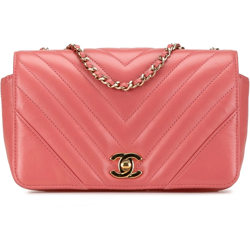 Chanel Schultertasche Mini Chevron Calfskin Statement Flap rose