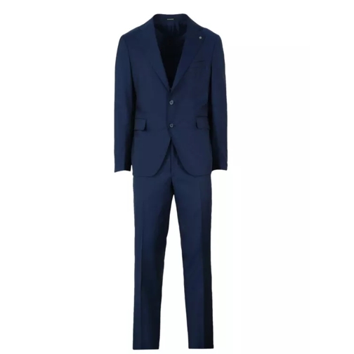 Tagliatore Stretch Cotton Tailored Suit Blue 