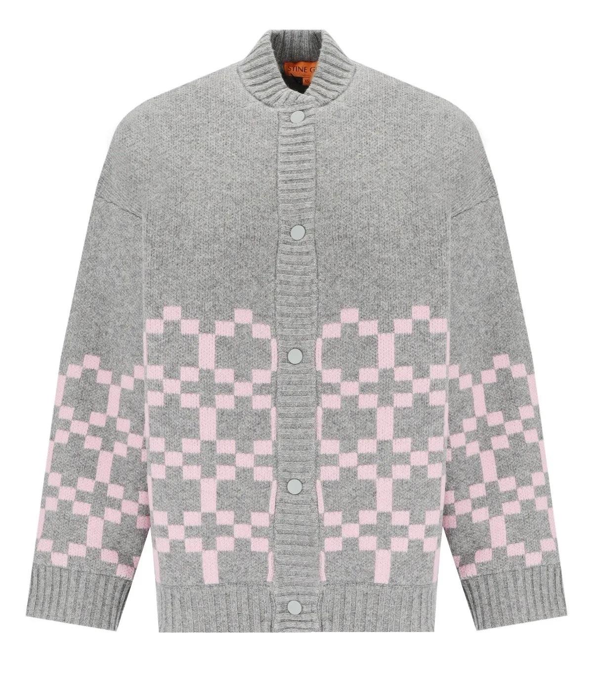 Thumbnail - Stine Goya - Tino Grey And Pink Bomber Jacket - Größe XS - grau