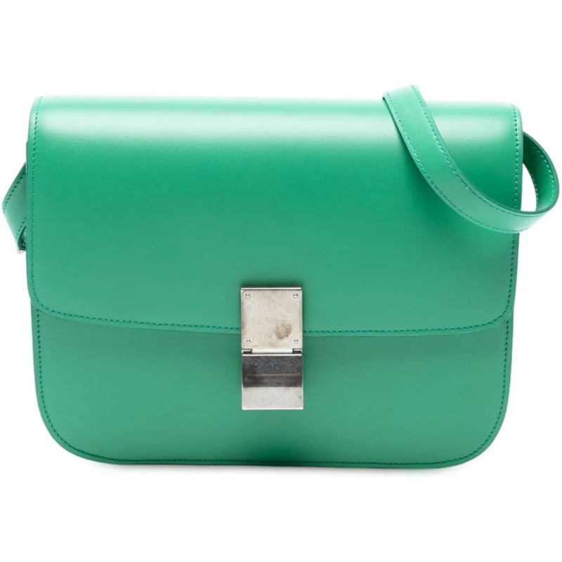 Celine Schultertasche Medium Calfskin Classic Box grün