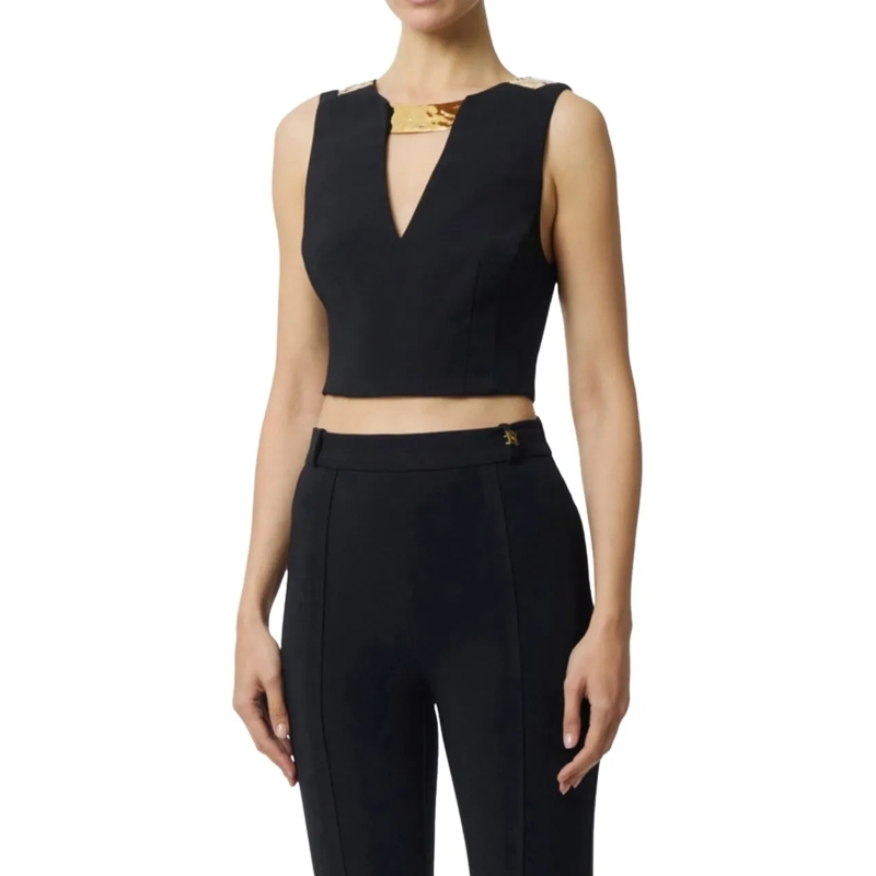 Elisabetta Franchi T-Shirt Top Black schwarz