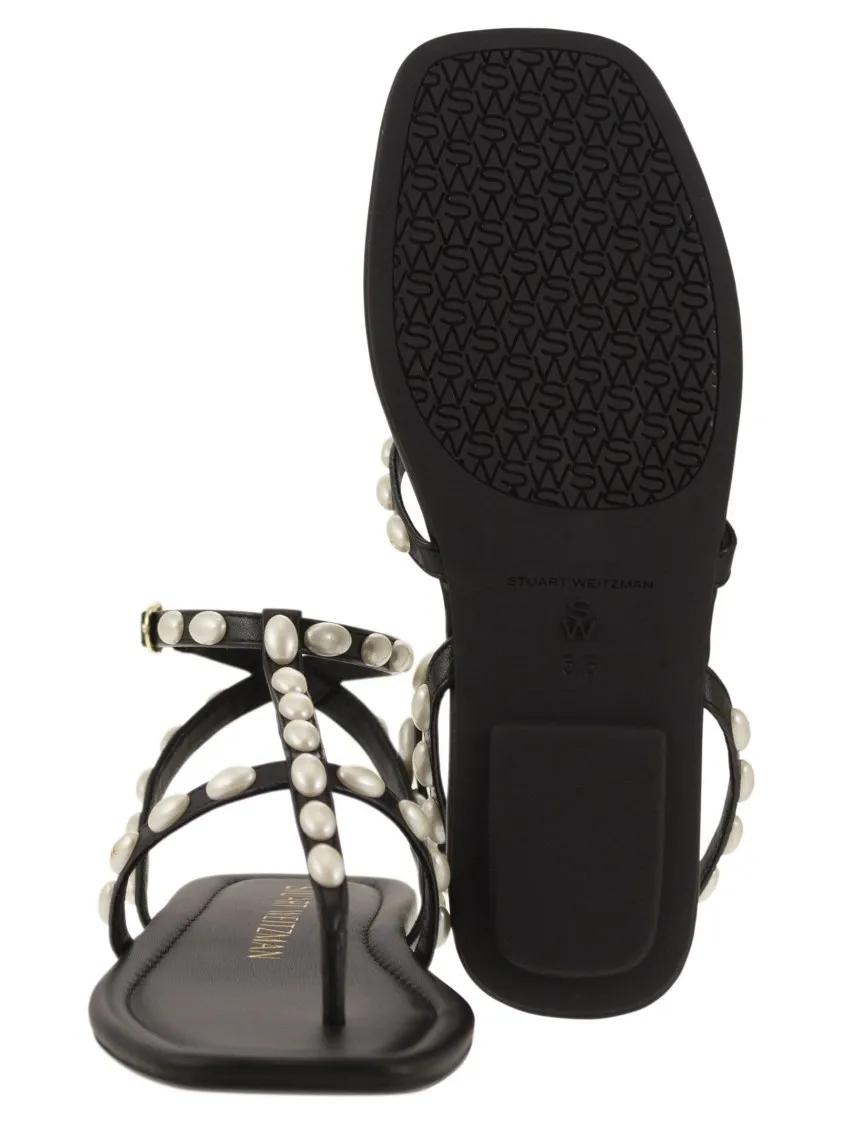 Thumbnail - Stuart Weitzman Sandalen - Pearlita - Thong Sandal With Pearls - Gr. 38,5 (EU) - in Schwarz - für Damen