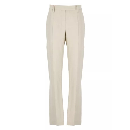 Brunello Cucinelli Beige Linen And Viscose Blend Pants Neutrals 