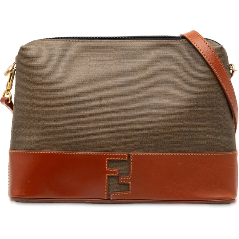 Fendi Schultertasche Coated Canvas Crossbody braun