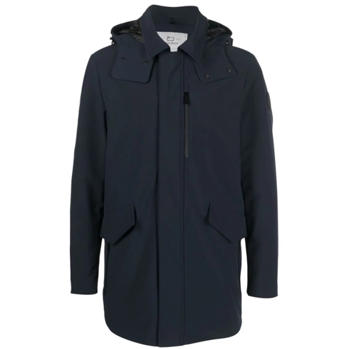 Woolrich Donzen jassen Navy Blue Feather Down Logo Jacket Blue