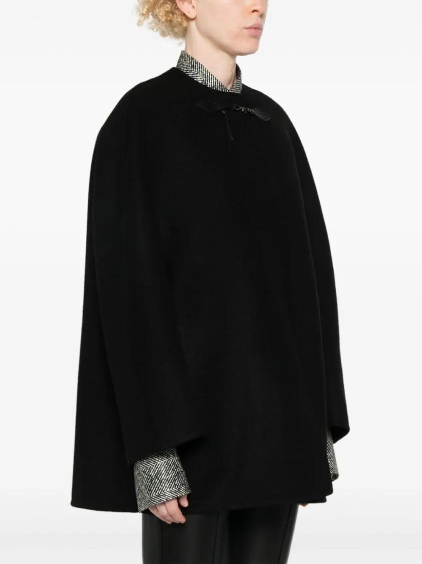 ポンチョ・ケープ Ermanno Scervino Rounded Black Wool Cape Ermanno Scervino Rounded Black Wool Cape Black | Cape