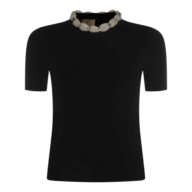 Valentino Garavani Trui Short-Sleeve Black Sweater With High Neckline Black