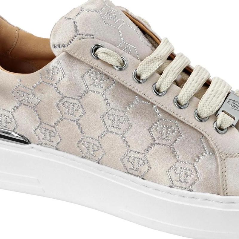 Philipp Plein Low-Top-Sneaker Entdecken Sie die Einzigartigkeit dieser funkelnde beige(Image 3)