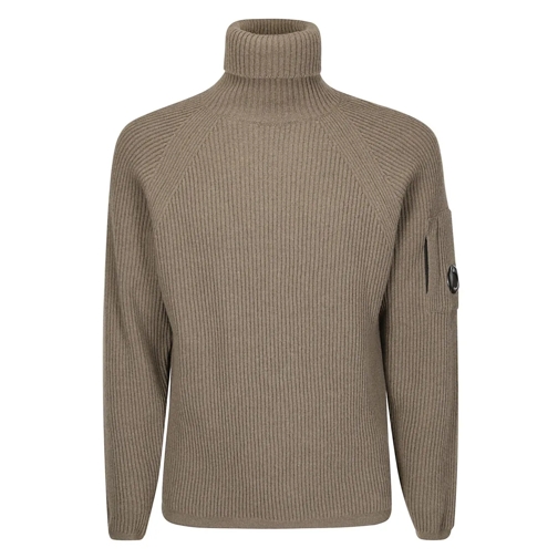 CP Company Trui Ribbed Turtleneck Sweater With Logo Green